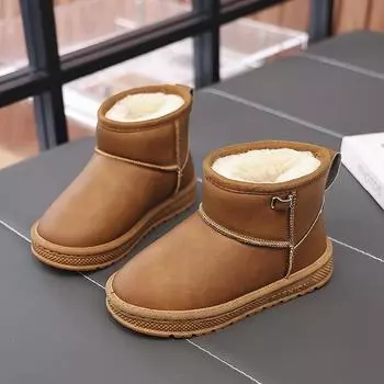Fashion Baby Casual Boots Fashion Children Boys Girls Snow Boots Kids Running Shoes Brand Sport Warm Shoes Kids Sneakers Plus size 25-36 25 хаки