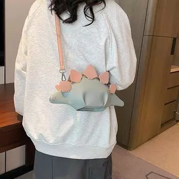 Модная женская сумка 2024 года, летняя новая милая забавная маленькая сумка с индивидуальным принтом динозавра, мини-сумка через плечо для женщин чёрный