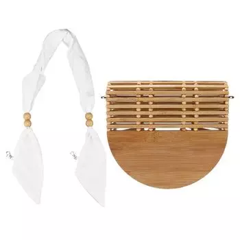 Fashion Bamboo Woven Bag Women Summer Shoulder Bag Handbag for Outdoor Holiday Beach