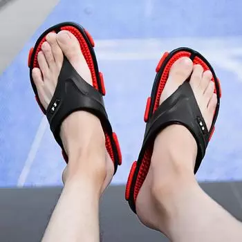 Fashion Beach Flip-flops Summer Men Slippers Massage Sandals Comfortable Men Casual Shoes Fashion Men Flip Flops Hot Sell Footwear 39 красный