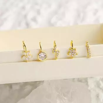 Fashion Beanty Body Jewelry 1PC Nose Ring Copper Star Heart Clip On Nose Ear Clip Gift Fake Piercing