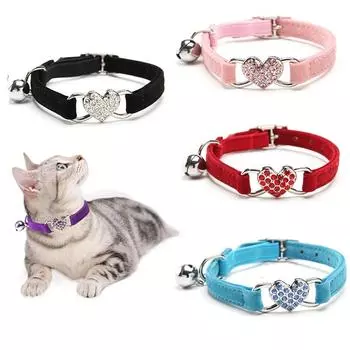 Fashion Bell Cat Collar Safety Elastic Adjustable With Soft Velvet Material 8 Colors Pet Product Small Dog красный