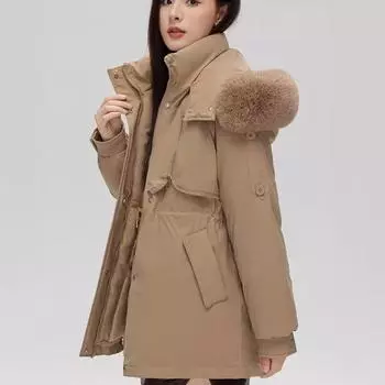 Fashion Big Fur Collar Down Cotton-padded Clothes Women s Short Winter Clothes New Small Tooling Thickened Pie Overcome Cotton-padded Jacket M