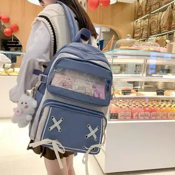 Модный большой студенческий рюкзак, НОВЫЙ 2023, рюкзак для девочек, школьная сумка, большая вместимость, женский рюкзак, милый женский рюкзак для отдыха и путешествий Mochila синий