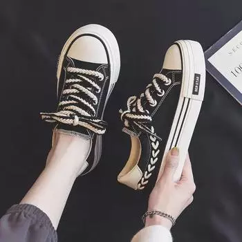 Fashion Black Spring Autumn Off White Woman Footwear Fashion 2024 New On Offer 39 Offers Deals Korean Walking In Canvas Shoes for Women 35
