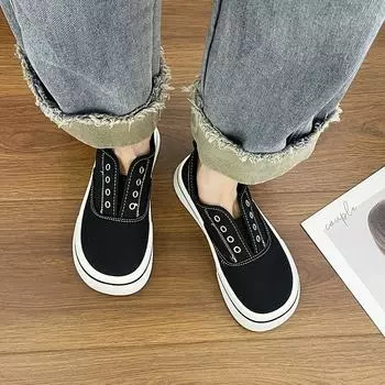 Fashion Black Women Canvas Sneakers Thick Bottom Female shoe Round Toe Elastic lady s tennis Shoes Woman Casual Versatile Shoes CN 35 белый