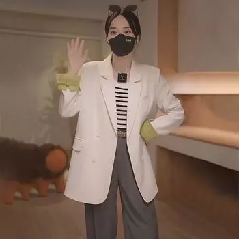 Fashion Blazer Women s Spring and Autumn New Casual Design Sense Thin Suit Long Sleeve Top S