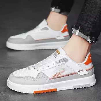 Fashion Board Shoes Men s 2024 Spring New Men s Mesh Board Shoes Casual Men s Shoes Sports Students Small White Shoes 39 бежевый