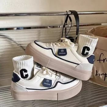 Fashion board shoes women s summer and autumn new color matching simple casual shoes platform heightening sports shoes tide 35