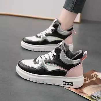 Fashion Booties Elegant Leather and Fur Shoes for Women Black Boot Women s Snow Korean Boots Shoe Winter 2024 Hot Footwear Platform Half 35