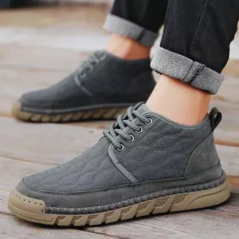 Fashion Boots Men Winter Fashion Plush Shoes canvas outdoor Snow Boots Male Casual Sneakers Lace Up Warm Shoes Non Slip Ankle Boots Male 38