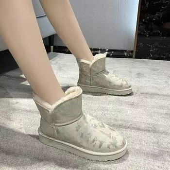 Модные сапоги женские новинка 2024 года на низком каблуке женские резиновые туфли дождевые сапоги женские роскошные дизайнерские австралийские круглые носки 35 бежевый