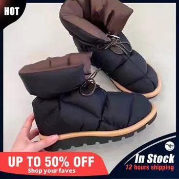 fashion Boots Women Winter 2024 New In Luxry Brand Designer Platform Ladies Shoes Waterproof Sonw Fur Thigh High Boots Wedge Ankle Boots 36 чёрный