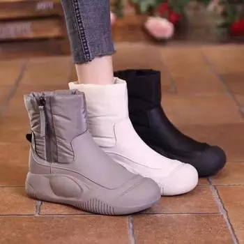 Fashion Botines Para Mujeres Women Shoes Antiskid Soft Sole Winter Boots Simplicity Versatile Warm Cotton Plush Ankle Boots Sneaker Girl 35 серый
