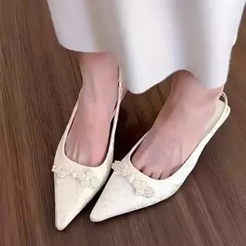 модные туфли на высоком каблуке с бантом европейские и американские новые острые тонкие каблуки знаменитости французская мода универсальные босоножки с головкой 35 слоновая кость