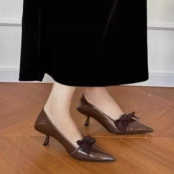 Модные туфли на высоком каблуке с острым носком, женская обувь 2025 года, дизайнерская новая элегантная сексуальная офисная обувь, трендовые удобные туфли-лодочки Zapatillas Mujer 34 чёрный