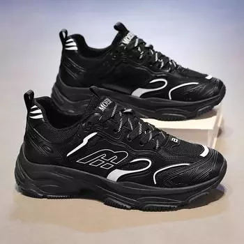 Fashion Brand Casual Shoes for Men New in 2024 All-match Casual Trend Korean Fashion Sneakers Black Lace-up Platform Men s Shoes 39 бежевый