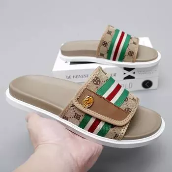 Модный бренд, высококачественные мужские тапочки, мужские классические пляжные тапочки, лето 2024, повседневные тапочки на плоской подошве из ЭВА, мужская обувь для мужчин 38 жёлтый