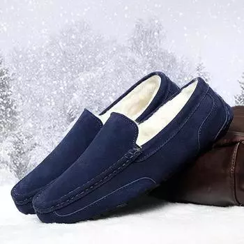 Fashion Brand Winter Warm Mens Loafers Moccasins Man Casual Slip-on Flats Quality Boat Shoes Suede Leather Driving Male Luxury Footwear 38 хаки