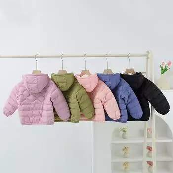 FASHION Bread Children s Three-proof Down Jacket and Winter Boys and Girls Middle and Older Children s Light Down Warm Top Jacket Clothes 100cm розовый