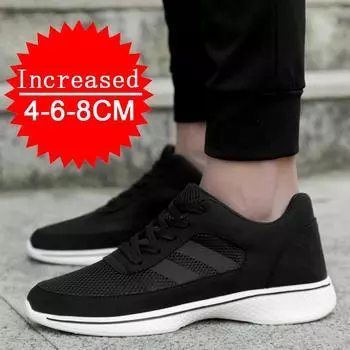 Fashion Breathable Casual Shoes Invisible Inner Height-increasing Shoes Mesh Shoes Increasing Shoes Soft-soled Running Shoes Sports Shoe 37