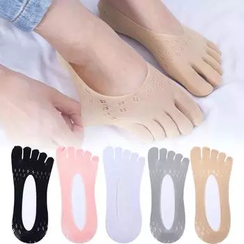 Fashion Breathable Girls Glass Silk Summer Women Short Socks Ankle Socks Five-finger Socks Mesh телесный