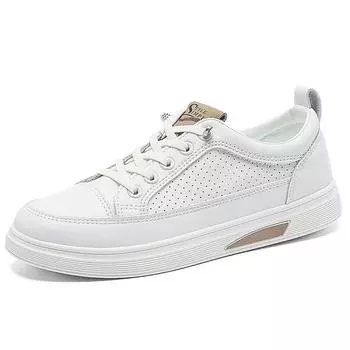 Fashion Breathable Leather Small White Shoes Women 2024 Spring Summer New Student Casual Sneakers Women Flat Sports Shoes 35