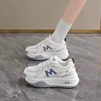 Fashion Breathable Mesh Shoes for Women Casual Sneakers Thick Bottom Chunky Women s Footwear Autumn Platform Sneakers Sports Shoes 35 розовый