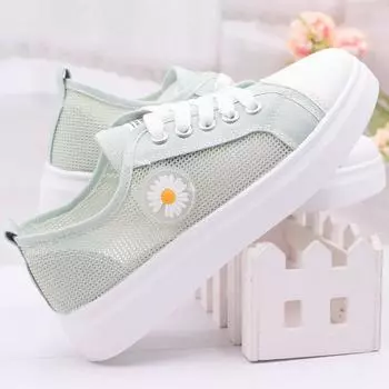 Fashion Breathable Mesh Women Flat Shoes High Quality New Summer Women Casual Sneakers All-match Student Casual Shoes Women Sneakers 35 чёрный