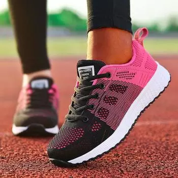 fashion Breathable Women s Sneakers 2024 New Fashion Outdoor Comfortable Sneakers Women Mesh Fabric Lace Up Female Footwear Women Shoes 35