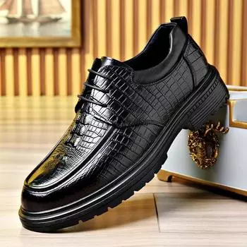 Fashion British Fashion Platform Leather Male Loafers Spring Autumn Designer New Soft Leather Slip-on Business Leather Men s Shoes 38