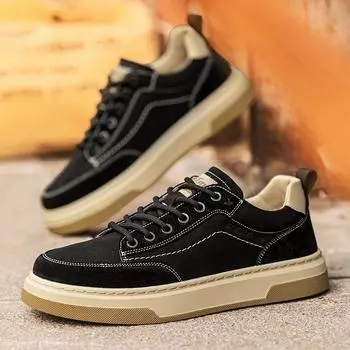 Модный британский стиль 2024 года, мужские роскошные дизайнерские кроссовки, модные повседневные кожаные оксфордские туфли, удобные износостойкие туфли с частой подошвой 39 чёрный