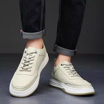 Fashion British Style Genuine Leather Casual Shoes Men Lace Up Oxford Shoes Outdoor Jogging Shoes Office Men Dress Shoe Large Size 38-44 38 коричневый