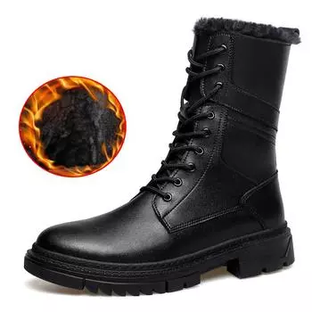 Fashion British Style Male Walking Footwear Luxury Brand Outdoor Boots High Quality Man Ankle Boots Warm Plush Fur Winter Shoes High Top 38