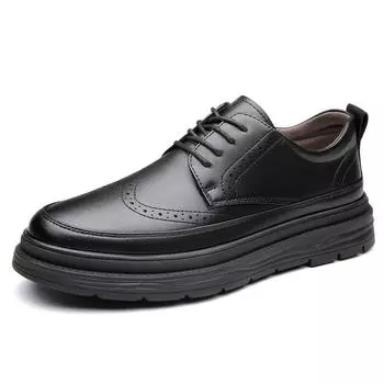 Fashion Brock Carved Men s Shoes Fashion Casual Sports Increase Cow Leather Platform Shoes Male New Autumn Winter Designer Shoe Men 37
