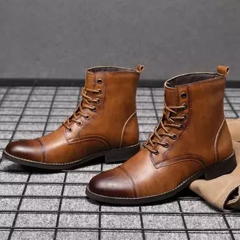 Fashion Brown Ankle Men s Leather Shoes Dress Boots Formal Shoes Men Autumn Winter Cowboy Boots For Men zapatos hombre vestir 38