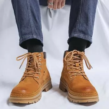 Fashion Brown casual men s boots Trendy and versatile design styles Outdoor leisure party office motorcycle adult Hot selling shoes 38 коричневый