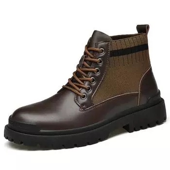 Модная коричневая обувь Мартин Мужская Высокое качество Повседневная мужская обувь-носки Уличная обувь с высоким верхом Мотоциклетные ботинки Мужские Ботильоны большого размера 39