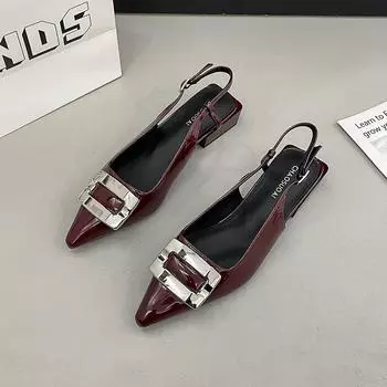 fashion Buckle Fashion Women s Shoes 2024 Thick Heel Closed Toe Sandals Versatile Luxurious Thick Sole New Style 35 бежевый