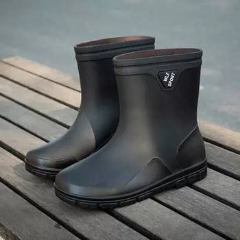 Fashion bundle short rain shoes men s medium water boots high rain boots men s new non-slip waterproof long rubber shoes men 39