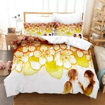 Fashion Bungo Stray Dogs S4 Bedding Set Cartoon Anime three-piece set Adult Kid Bedroom Duvet cover Sets 3D print Kawaii Anime EU Twin 135x200cm