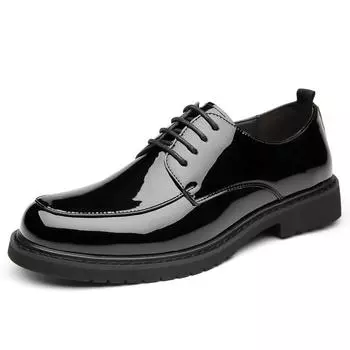 Fashion Business Black Patent Leather Glossy Shoes for Men 2024 Spring Autumn Business British Black Formal Wedding Shoes Man 38
