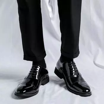 Fashion Business casual men s leather shoes Gentleman Classic Style Daily office work for wedding parties Men s pointed Black shoes 38 чёрный