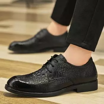 Fashion Business Formal Leather Shoes Men lace up Fashion Dress Shoe outdoor Classic Italian Formal Office Oxford Shoes Men Derby Shoes 38 чёрный