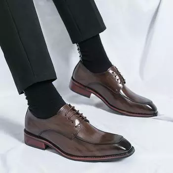 Fashion Business men s leather shoes Fashionable minimalist formal style Daily office and leisure Party Plus size wedding groom shoes 38 чёрный