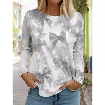 Fashion Butterfly Pattern Women s Long Sleeve T-shirt Summer Casual Simple Round Neck Colorful 3d Print T-shirt Streetwear S