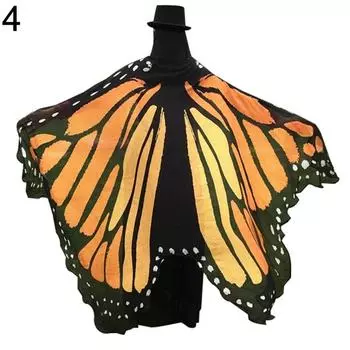 Fashion Butterfly Wing Beach Towel Cape Scarf for Women Christmas Halloween Gift оранжевый