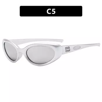 Fashion Candy Colour Retro Cat Eye Oval Sunglasses Black Small Frame Y2K UV Protective Sunglasses Outdoor Outing Party Glasses