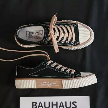 Fashion Canvas Shoes for Women Spring Autumn New Designer Korean Low Top Women s Vulcanize Shoes Solid Color Sneakers Female 35 чёрный