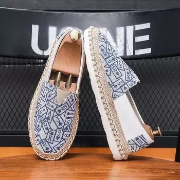 Fashion Canvas Shoes Men 2024 Spring/Summer New Breathable Slip-On Men s Casual Cloth Shoes Sweat-Absorbant Walking Espadrilles 39 красный